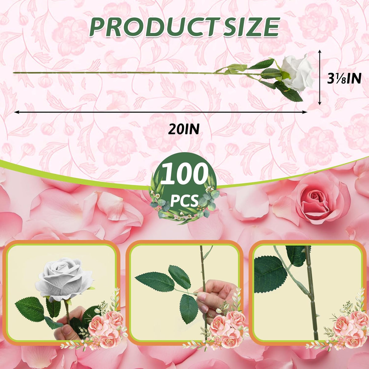 Artificial Red Roses Bulk Realistic Silk Fake Flowers with Long Stems