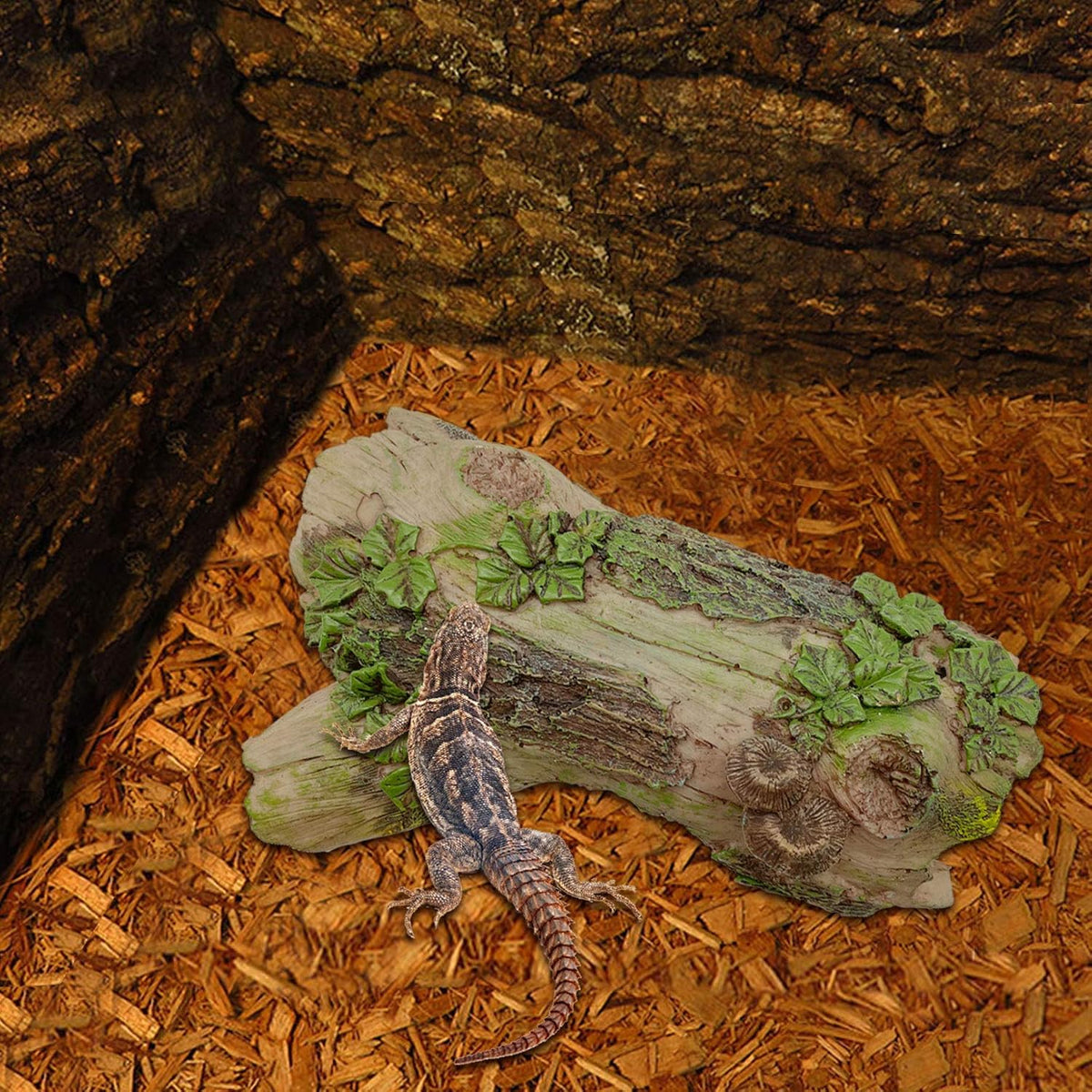 Reptile Rock Hide Cave,Resin Crested Gecko Hideout Caves Lizard Hideaway Bridge Terrarium Habitat Decor for Lizard Snake Turtle