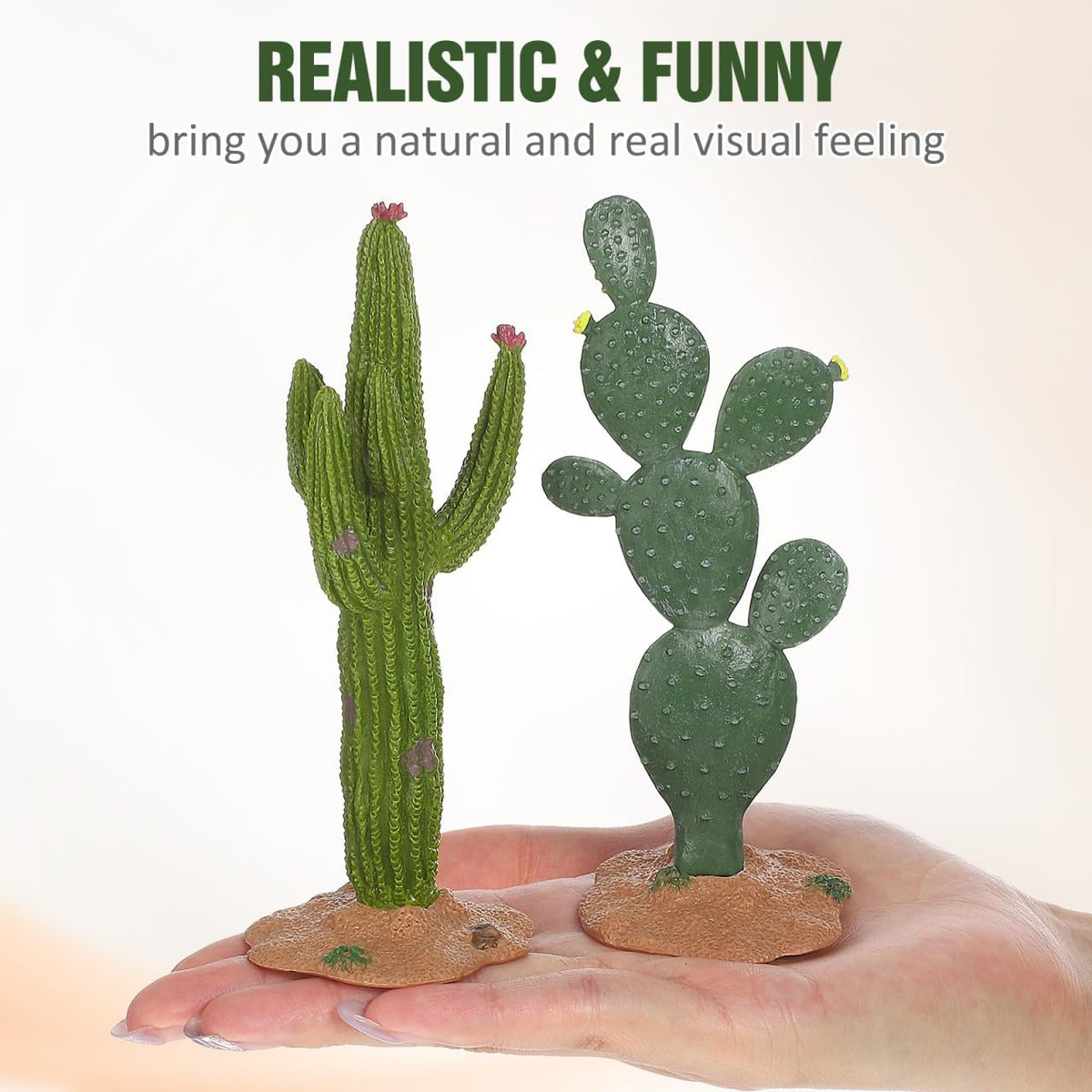 Terrarium Cactus Plants, 2Pcs Reptile Plants Terrarium Decor- 5. 5Inch Simulation Cactus Plant Landscaping Decoration for Tortoise Lizard Gecko Bearded Dragon