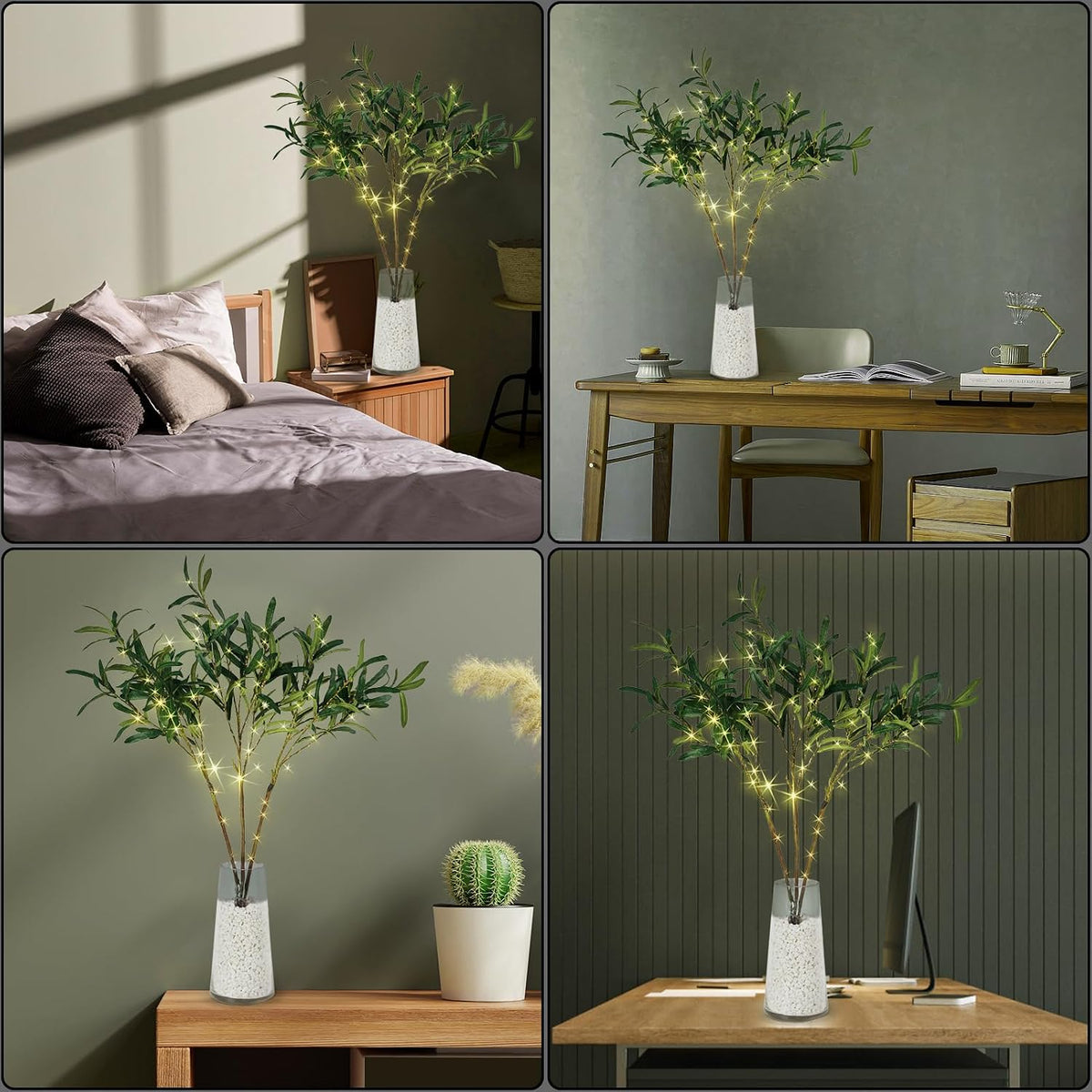 Lighted Birch White Tree Branches 33IN 180LED with Timer Plug in