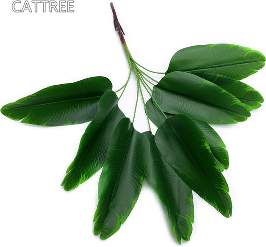 33 inch Tall Artificial Banana Tree, 9 Branches with Brown Leaves, UV Resistant Plastic, Ideal for Decorating Indoors or Outdoors