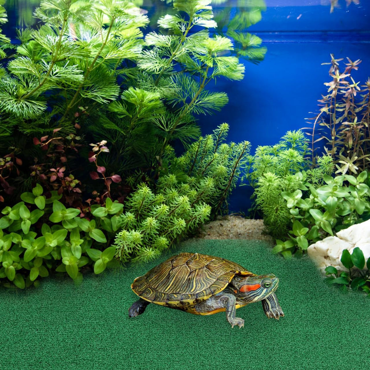 Realistic Grass Mat for Turtle Basking Platform Durable Artificial Turf for Aquatic Terrariums Lightweight Lawn Carpet for Reptile Ramps and Fish Tanks, 39.3X19.6in