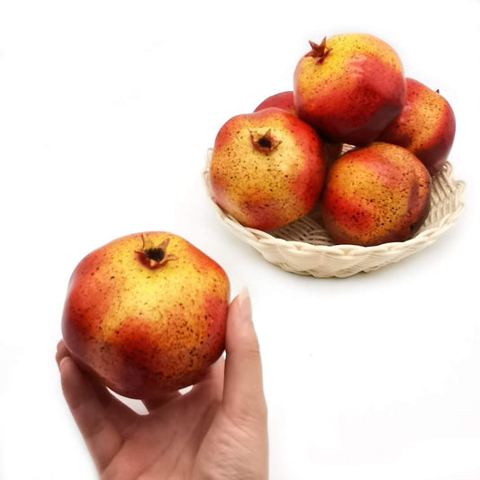 6pcs Artificial Pomegranates Fake Pomegranates Artificial Fruits Vivid Pomegranates for Home Fruit Shop Supermarket Desk Office Restaurant Decorations Or Props