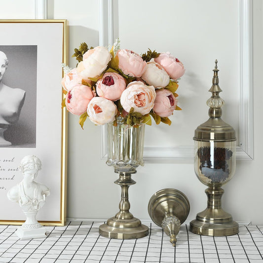 2 Packs Peonies Artificial Flowers Vintage Faux Peony Bouquet Fake Flower for Vase Silk Floral Arrangements for Table Centerpiece Wedding Decoration Indoor Home Decor