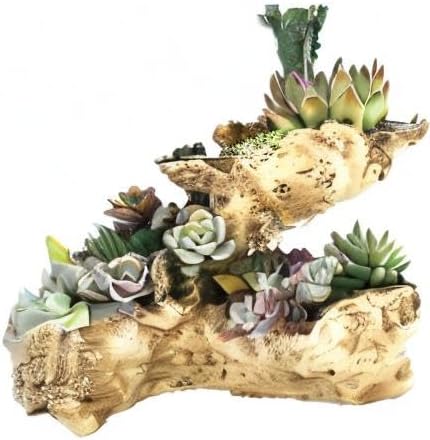 Driftwood Planter Artificial Sculpture Multilayer Log Planter Flower Pot