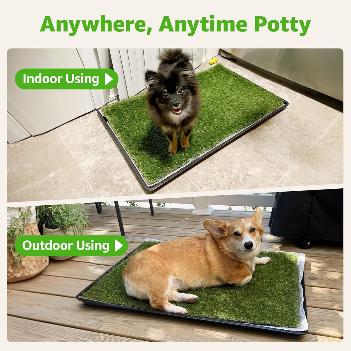 Dog Grass Pad with Tray for Dogs Puppy Potty Training to Pee & Poop Indoor