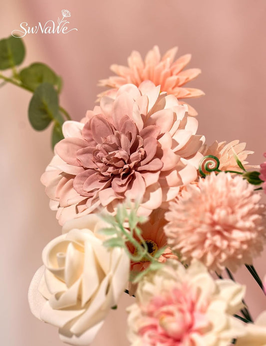 Artificial Flower Box Set Faux Flowers Fake Roses with Stems for DIY