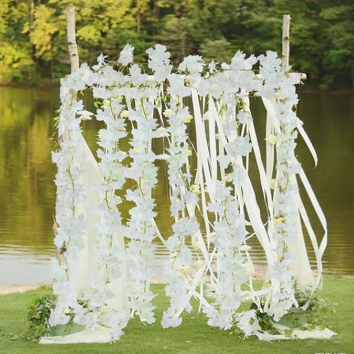 2 Pcs Artificial Cherry Blossom Flower Vines Cherry Blossom Garland 18.48 ft Hanging Silk Flowers Vines Fake Flower Garland Outdoors for Home Wedding Garden Party Arch Office Decor Pink