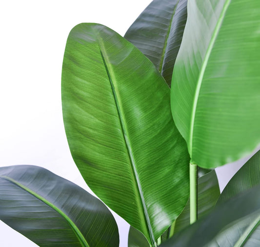 2Packs 4FT Artificial Bird of Paradise Plant,Faux Palm Tree Potted Plant with Real Touch Leaves,Fake Trees for Home Living Room Office Indoor Outdoor Decor(4 FT-2Packs)