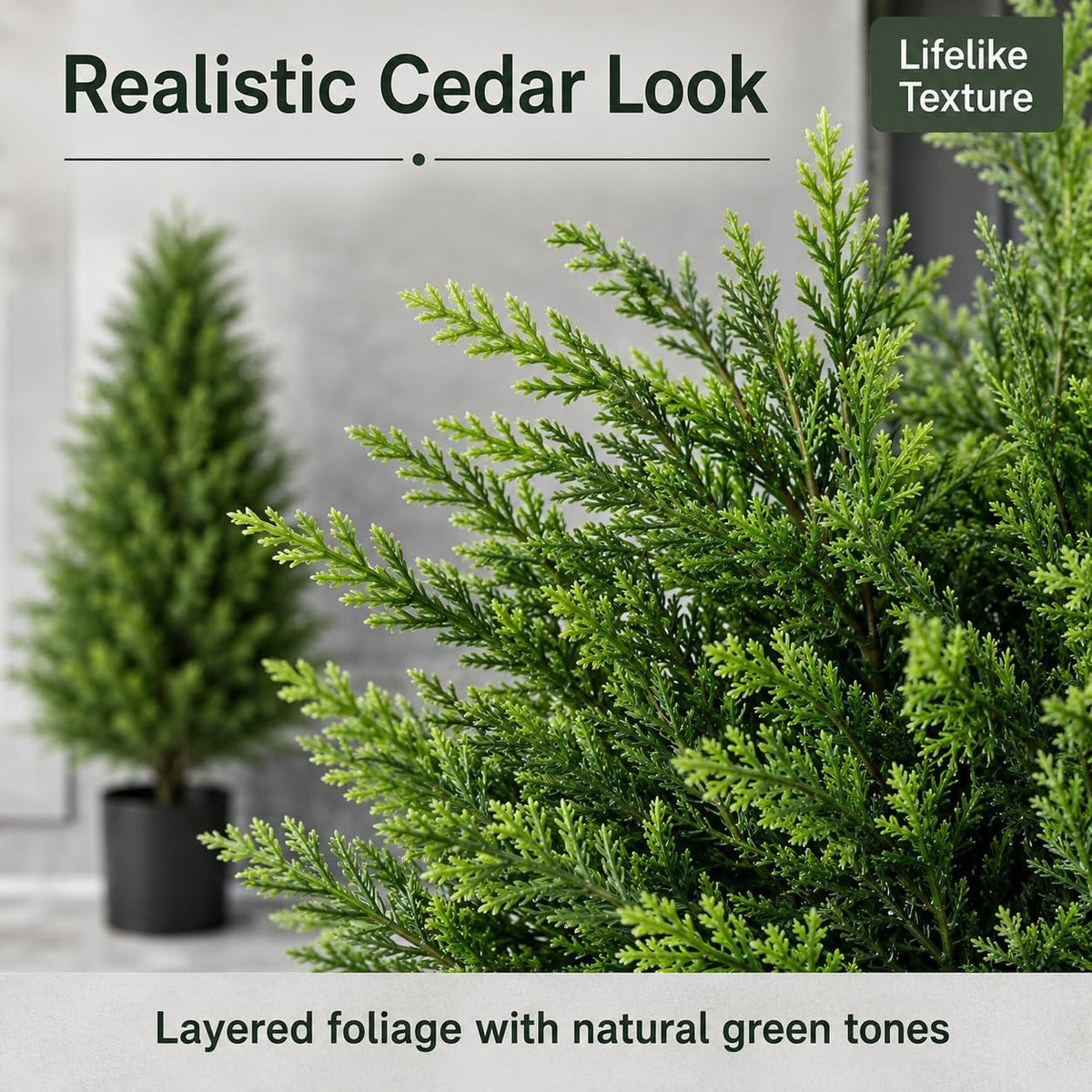 Artificial Topiary Cedar Trees, 3FT Tall, Set of 2