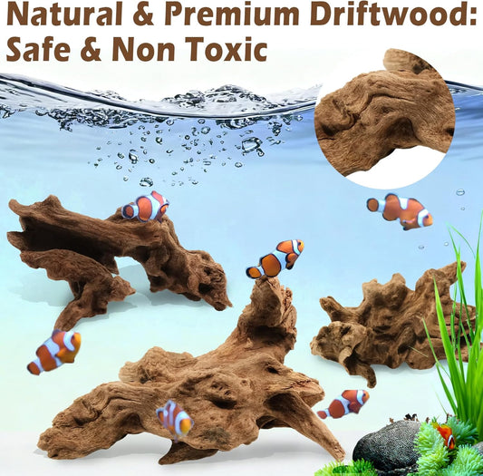 6PCS Natural Driftwood for Aquarium & Reptile Tank, 3–6 Inches Unique Wood Decor for Fish Tank, Turtles, Lizards, Snakes, Natural Driftwood for Home Decor
