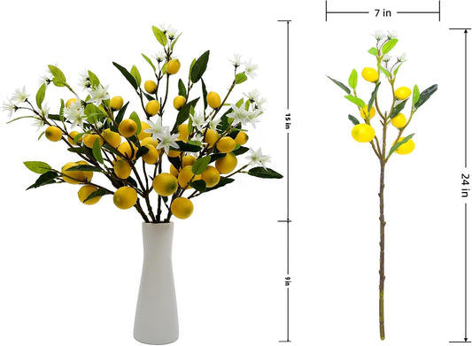 5PCS Artificial Lemon Branches with Leaves & Fruit, 24"