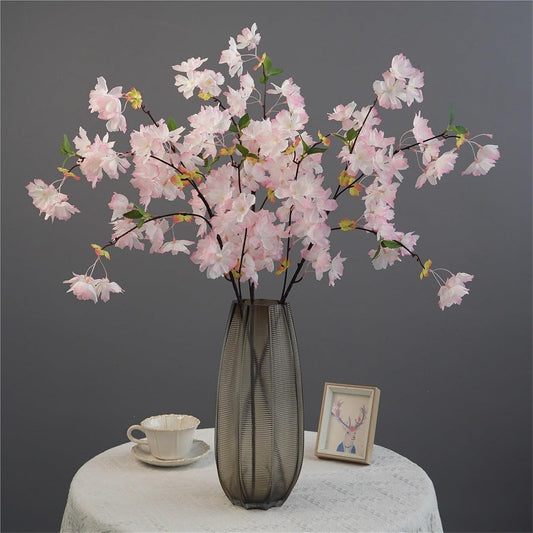 2Pcs 35.8In Artificial Peach Blossom Branches,4Fork Silk Cherry Plum Flower | For Living Room Vase Tree Landscape Holiday Decor(Nature)