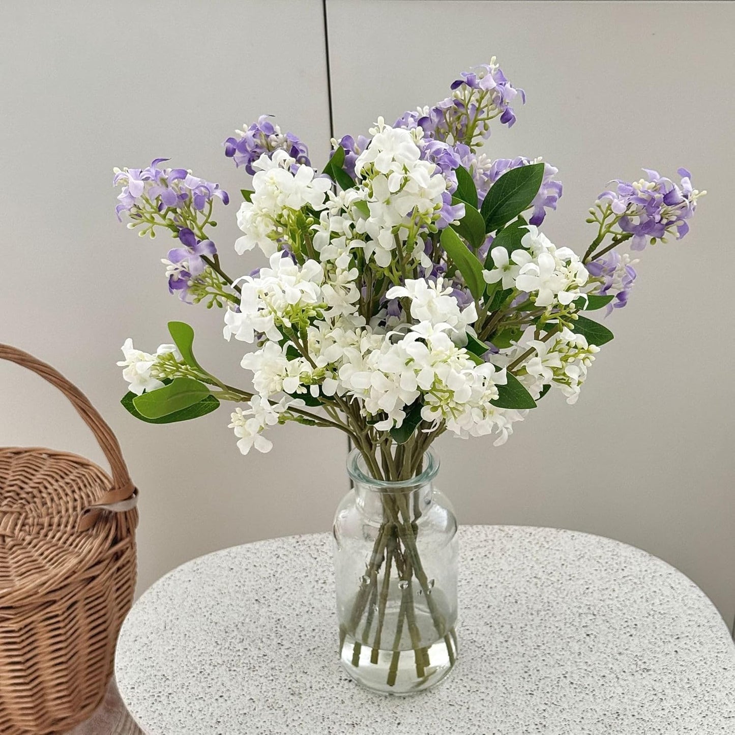5pcs Artificial Lilac Flowers 15" Fake White Silk Delphinium Antirrhinum for Vase Bouquets Floral Arrangement Home Office Wedding Decoration.(White)