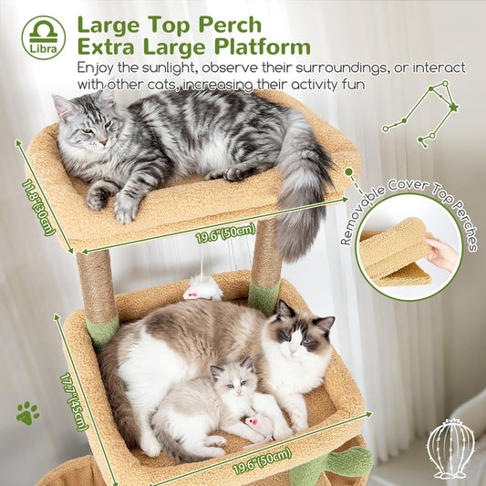 Z78 Heavy Duty Cactus Cat Tree for 20lbs Large Adult Cats, Green