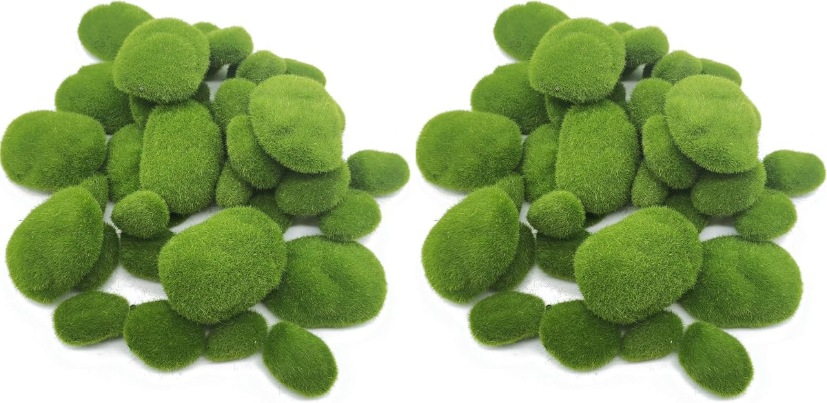 40PCS Artificial Moss Rocks (4 Sizes), Green Moss Decor for Floral Arrangements, Fairy Gardens and Crafting