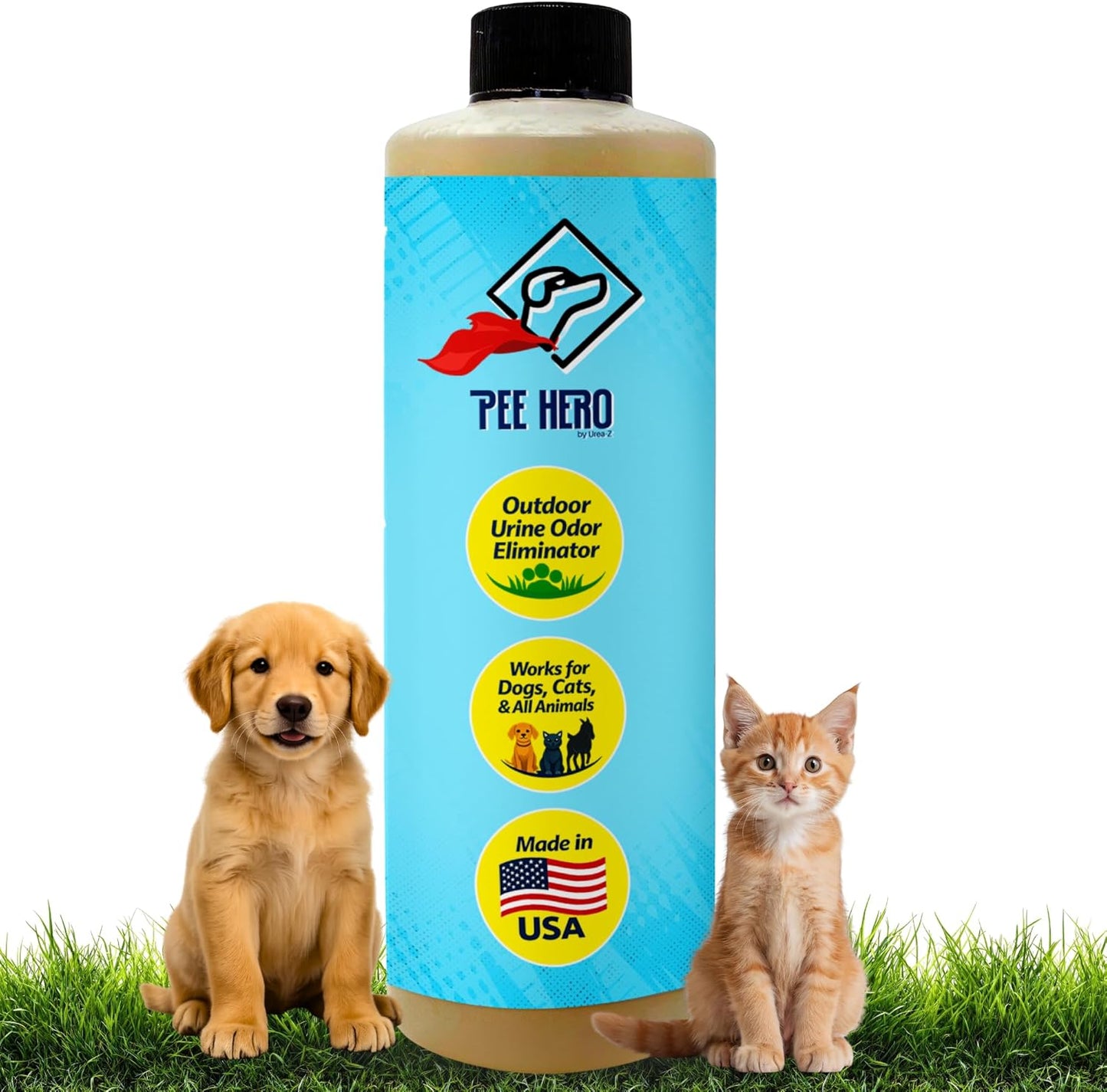 Pee Hero Dog Turf Cleaner for Pet Urine Outdoor 16 oz Concentrate (Makes 2 Gallons Solution) | Pet Urine Odor Eliminator Concentrate| Turf Deodorizer for Pet Urine