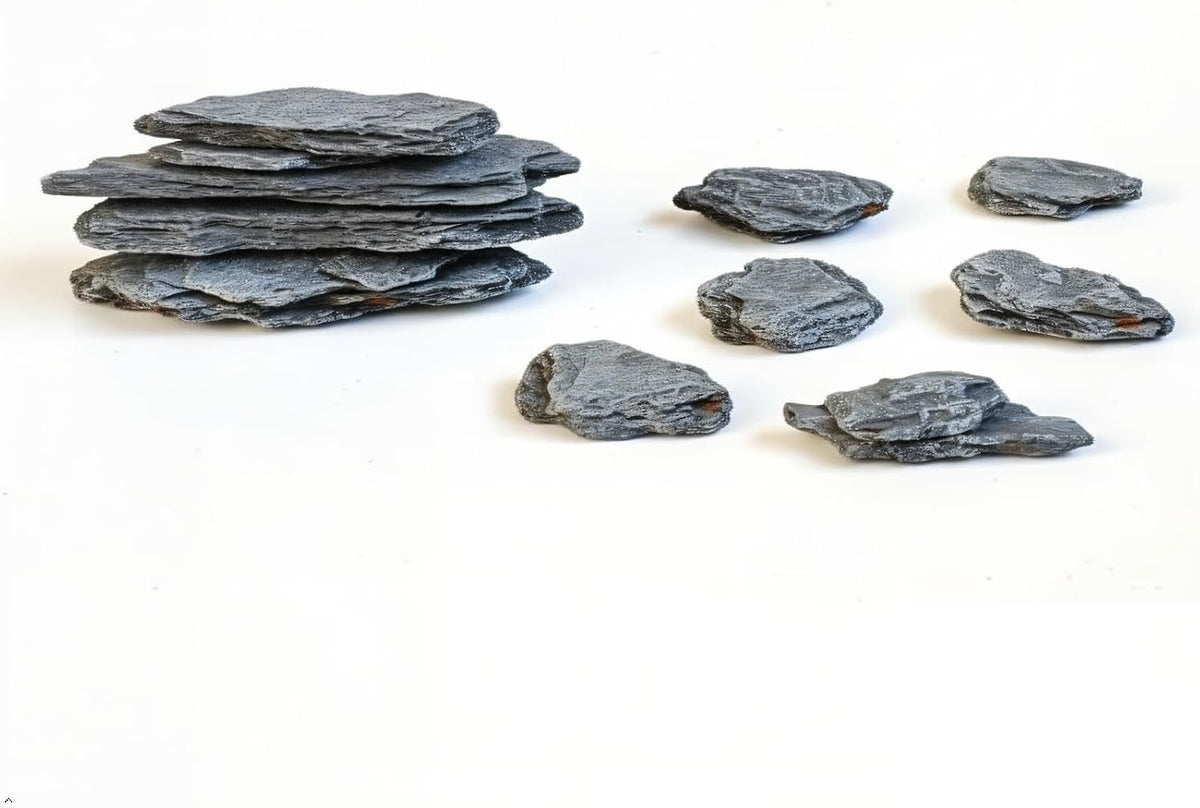 Miniature Moss Stones for Terrarium - Tree Bark Diorama Rocks for Miniature Terrain Display - Lightweight Reptile Habitat Decor - NOT for Aquarium Underwater Use - 12 Pcs Flocking-Covered (1-2 inch)