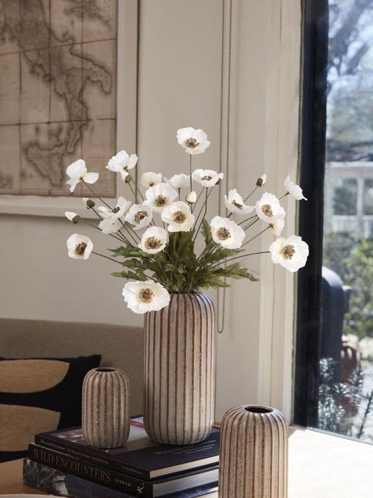 White Artificial Poppy Flowers 6pcs Poppies White Artificial Flowers with Stems Silk Flower Arrangements for Wedding Centerpieces for Home Table Bridal Shower Party Decorations (White)