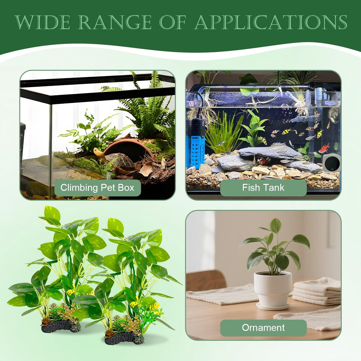 Silk Aquarium Plants 9.8in 2-Pack | Soft Fish-Safe Durable Fade-Resistant for Fresh/Salt Weighted Base Flexible