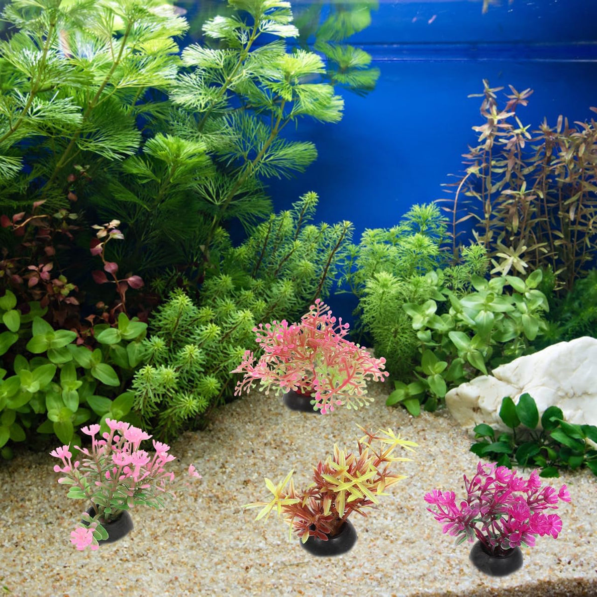 40 Pack Fish Tank Decorations Small Artificial Aquarium Plants: Plastic Water Grass Mixed Styles for Small Aquarium Decor Betta Tank Accessories Fake Plants for Bowl Desktop