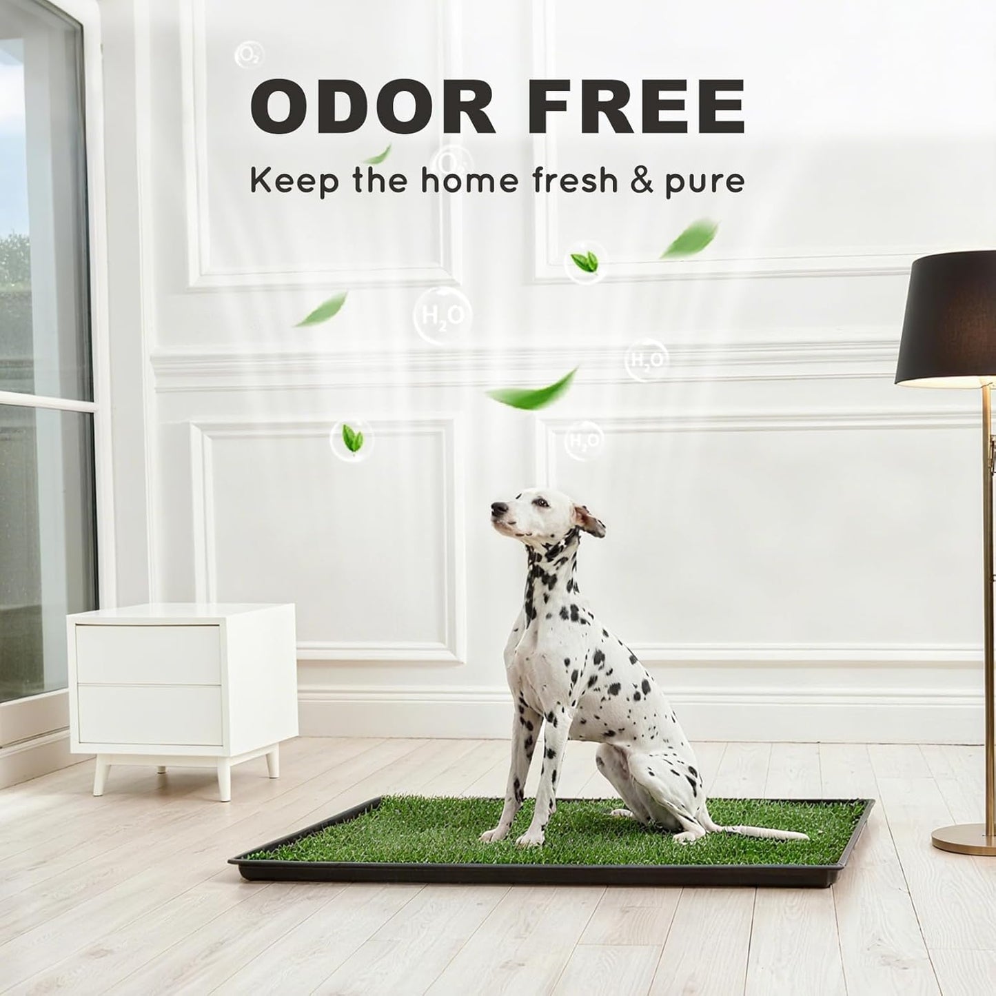 Dog Grass Pad with Tray Large 34’’×23’’, Dog Litter Box with Odor Free Artificial Grass Pee Pads for Dogs Potty Tray with Hemmed Edge, Realistic for Indoor Balcony