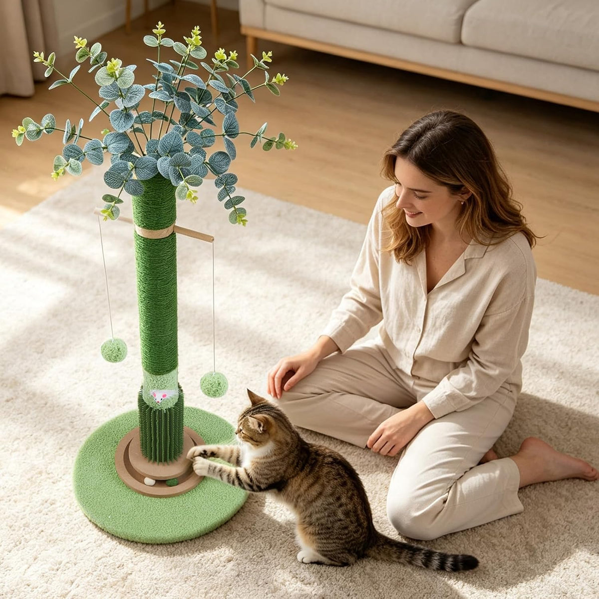 40'' Tall Sisal Cat Scratching Post,Scratcher Tree Toys for Indoor