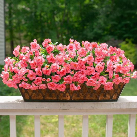 HyeFlora Artificial Faux Outdoor Flowers Plants for Spring Summer Decoration, Fake Silk Camellia UV Resistant Look Real for Planter Outside Front Door Porch Patio Balcony, 3 Large Bundles