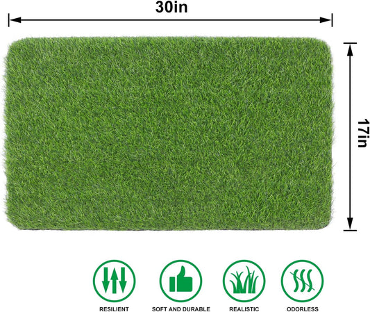Artificial Grass Door Mat, Turf Grass Front Door Mats Outdoor/Indoor, Realistic Fake Grass Rug for Entrance, Dog, Patio, Camper, Home Decor, 17” x 30”