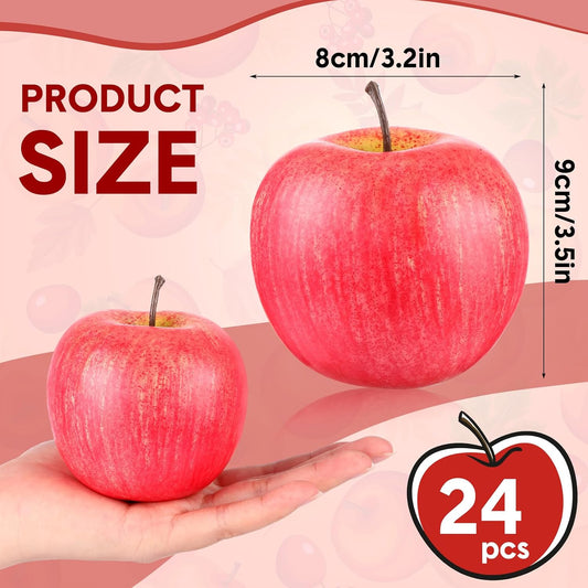 24 Pcs Fake Fruit Artificial Apples Realistic Artificial Fruits Lifelike Decorative Fake Apples Simulation Faux Decor for Home Kitchen Table Basket Decoration(Classic)