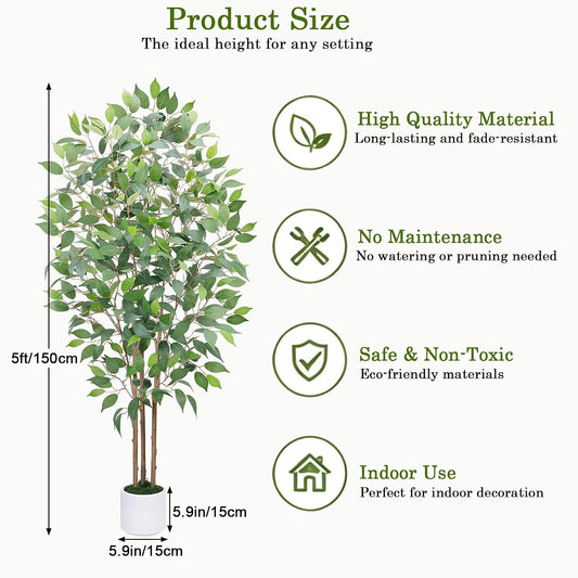 2 Pcs Artificial Monstera Deliciosa Plants, 28" Tall Faux Swiss Cheese Floor Plants Fake Tropical Silk Tree with White Pot for Indoor Outdoor Living Room Office House Floor Front Porch Decor