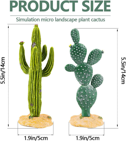 2Pcs Reptile Cactus Plants Terrarium Decoration Faux Reptile Terrarium Cactus Plant Landscape Decoration for Turtle Lizard