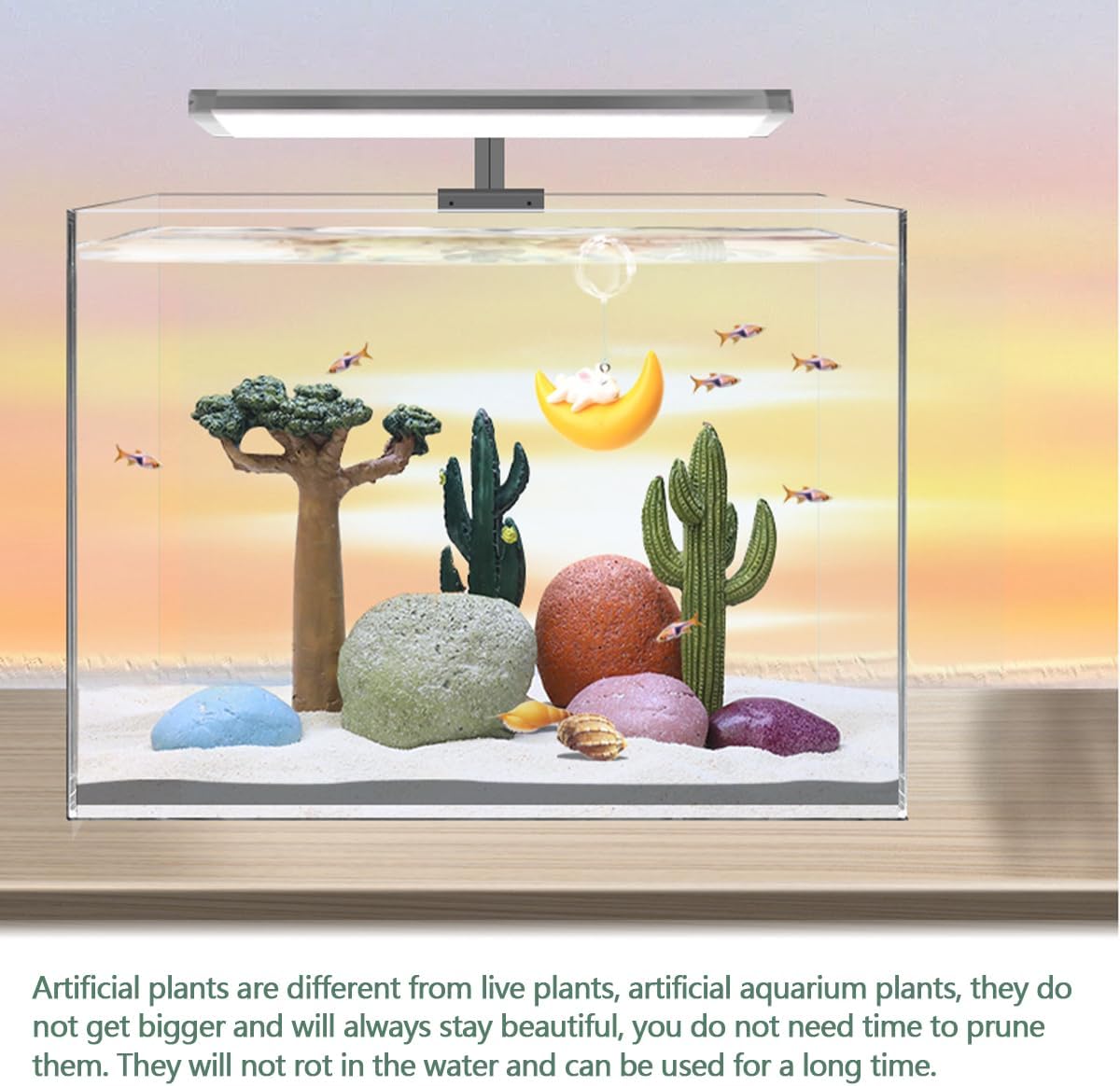 2Pcs Reptile Cactus Plants Terrarium Decoration Faux Reptile Terrarium Cactus Plant Landscape Decoration for Turtle Lizard