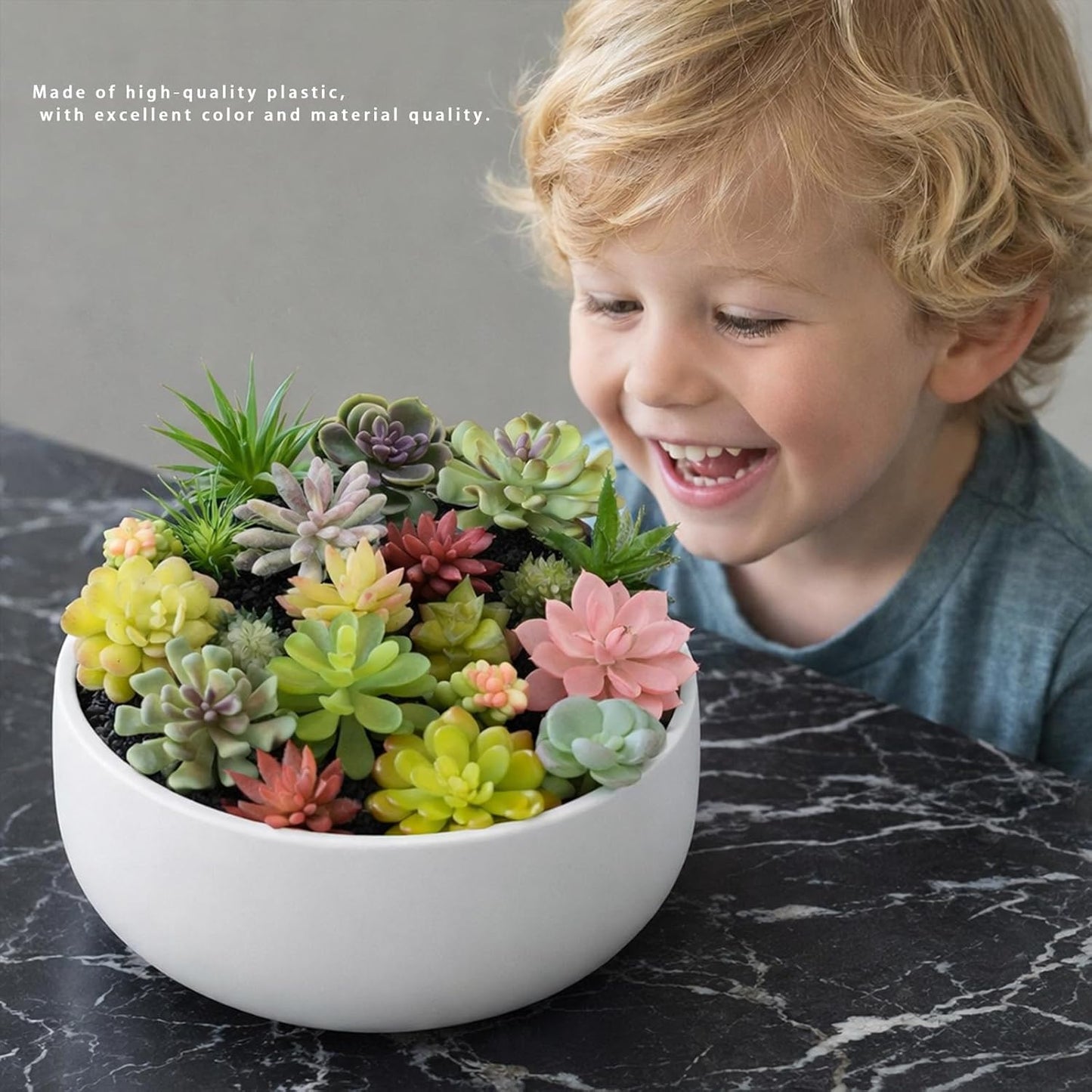 12 Pack Artificial Succulents, Mini Fake Succulent Plants Assortment, Small Faux Plastic Plants for DIY Crafts, Terrarium, Fairy Garden, Home Office Desk Decor