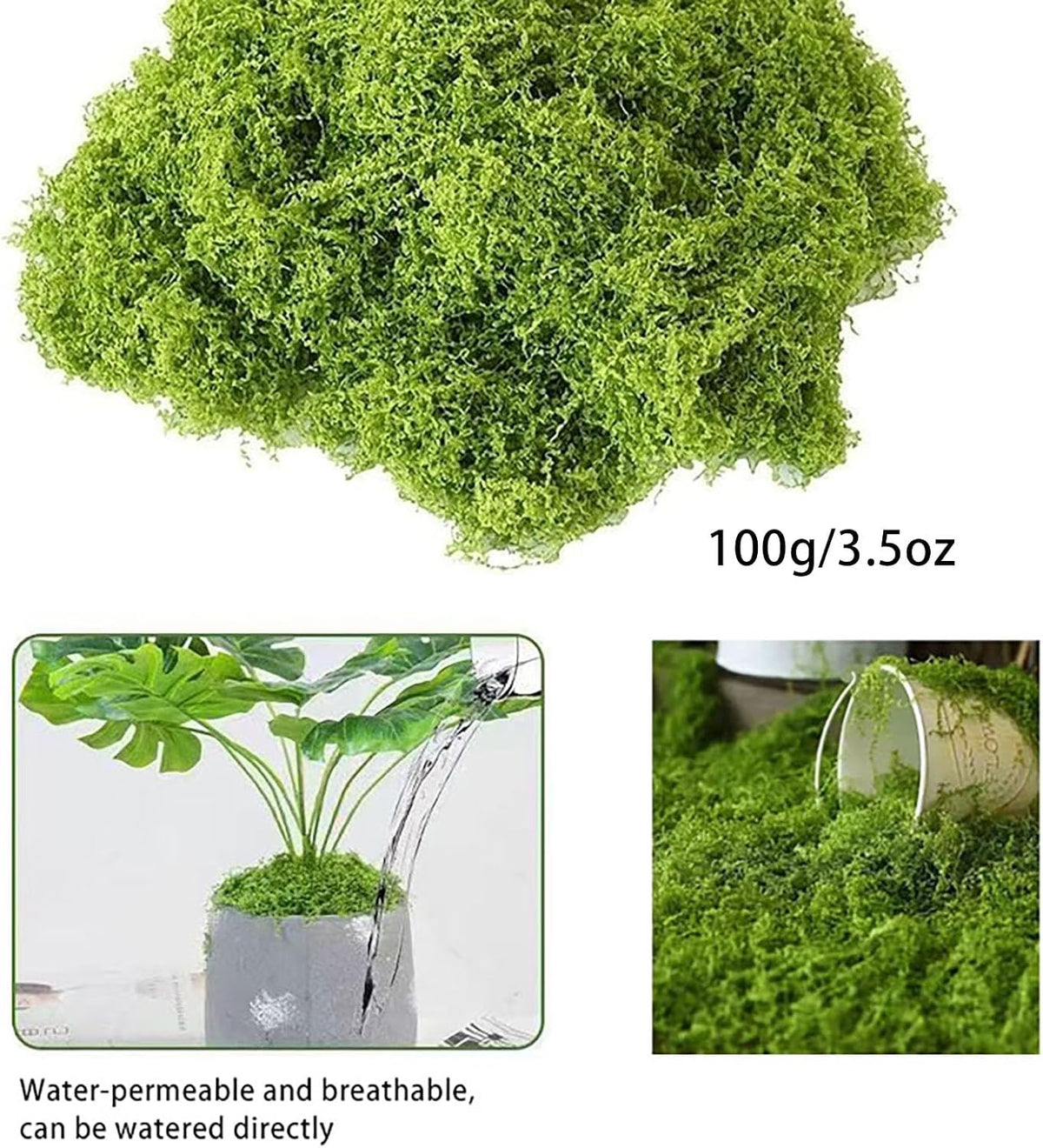Fake Green Moss for Decorating, Artificial Moss for Aquarium Model Crafts Table Centerpieces Decor (Green, 200g/7oz)