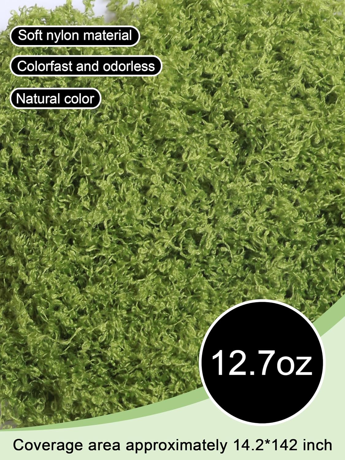 5.3oz Green Fake Moss Artificial Floral Moss Faux Plant for DIY Crafts Fairy Garden Pot Filler Vase Greenery Decorating Project Indoor Model Making Walls Glass Decor
