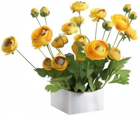 5 Stems Artificial Silk Ranunculus Flowers Orange 23" Tall,UV Resistant,Bendable Stems for Wedding Centerpieces,Home Deco(Orange)