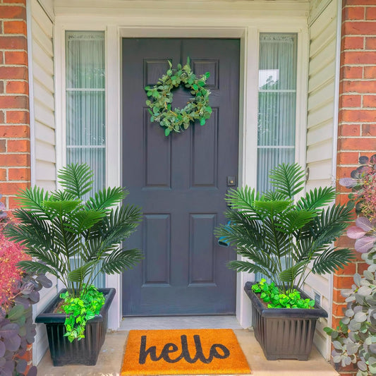 18 Leaf Large Areca Palm Artificial Plant | 4 Packs UV Resistant Faux Palm Tree Leaves Tropical Greenery for Home Office Party Decor Indoor Outdoor