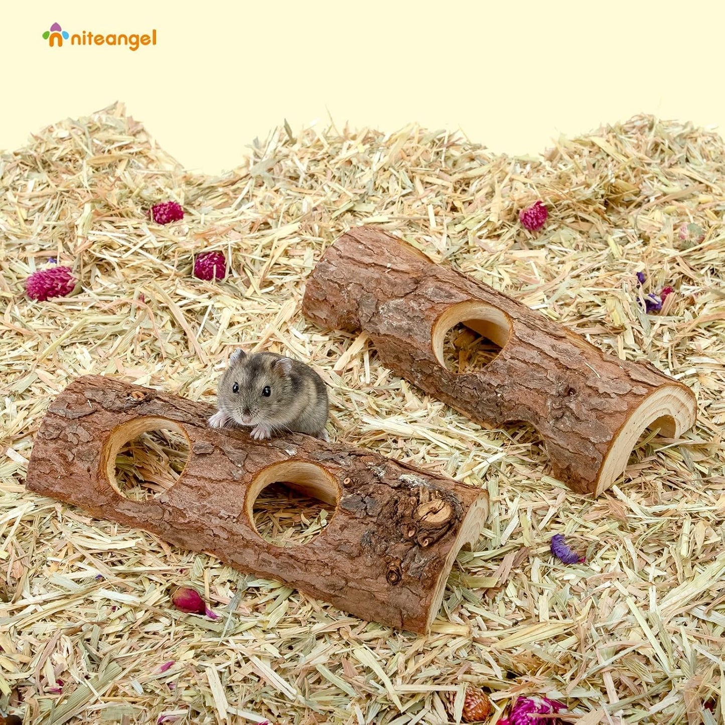 Natural Wooden Hamster Mouse Tunnel Tube Toy Forest Hollow Tree Trunk