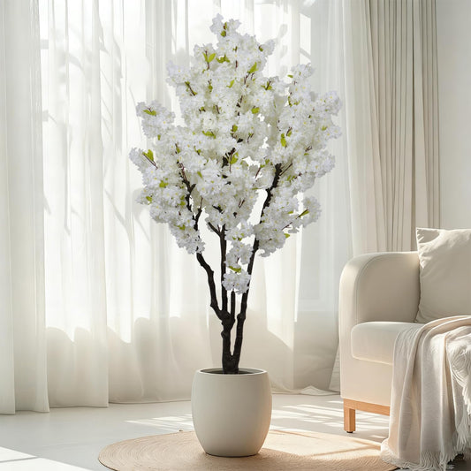 6ft Tall Artificial White Cherry Blossom Tree
