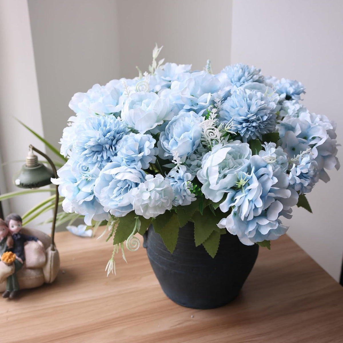 White Artificial Flowers, Fake Silk Peonies Bouquet