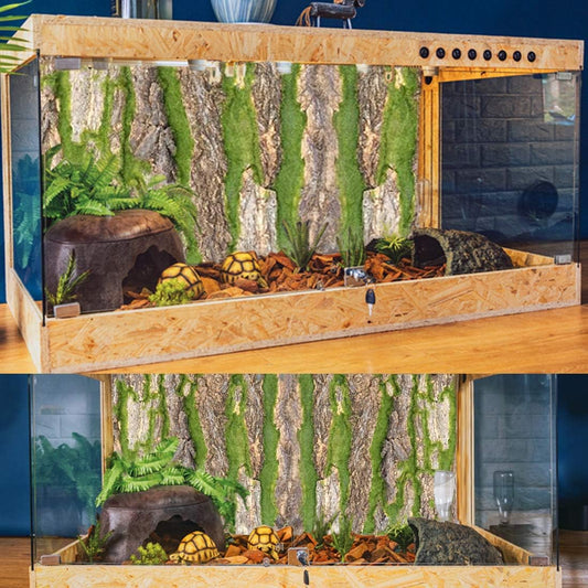 Cork Terrarium Background,Reptile Bark Backdrop Wall Decor and Artificial Moss for Gecko,Lizard,Tortoise,Chameleon (2 Pack)