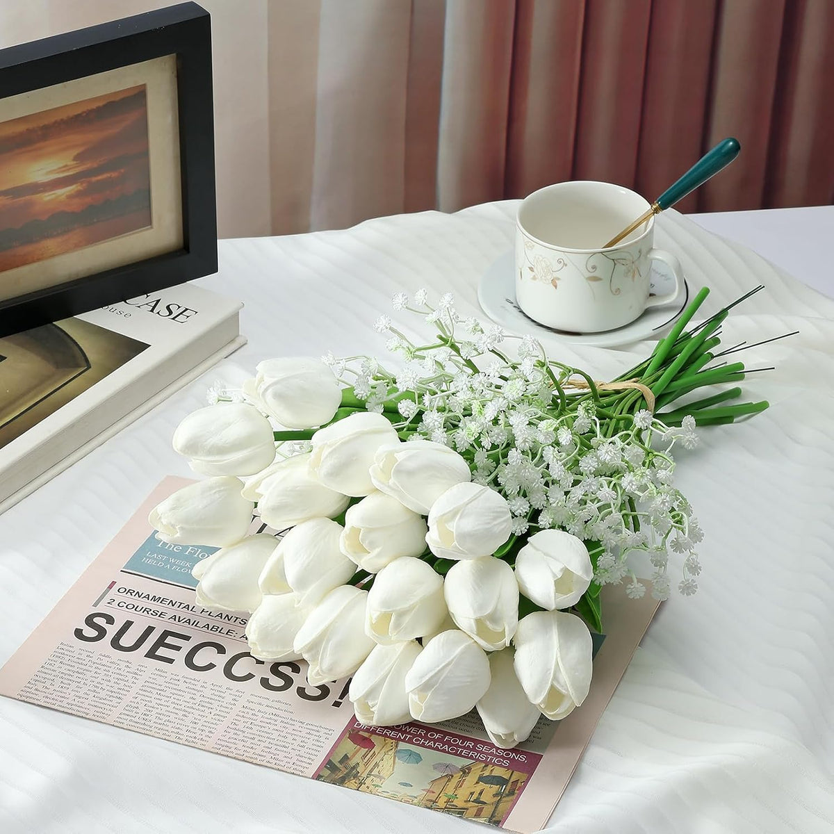 40PCS Tulip Artificial Flowers Babysbreath