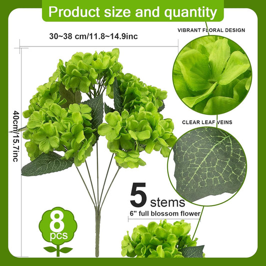 Daynight 4 Pcs Hydrangea Artificial Flowers Outdoor Silk Bouquets, UV Resistant Faux Hydrangeas Flowers for Table Vase Centerpieces Outside Party Wedding Baby Shower Home Outdoor Decor (4, White)