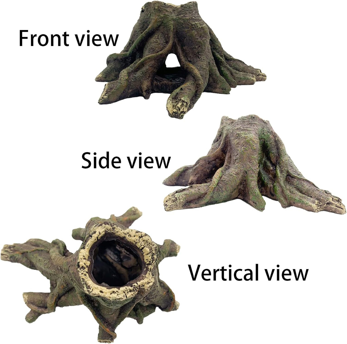 Aquarium Landscape Tree Stump Artificial Resin Tree Hole Ornament Hollow Trunk Cave Betta Cave Rocks Fish Tank Decoration for Cichlid Hiding