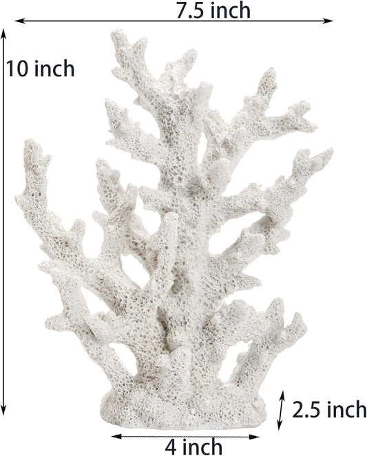 Artificial Coral Ornament, Resin Faux White Coral Reef Aquarium Decor Decorative Sea Stony Corals Realistic Underwater Aquatic Plant for Fish Tank Decoration, Bathroom, Living Room