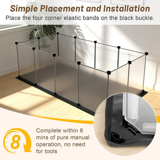 Guinea Pig Cage with Waterproof Mat & 12 Transparent Panels, Bunny Enclosure and Indoor Guinea Pig Playpen 48''L x 24''W x 16''H, Small Animal Playpen for Hamster, Hedgehog, Kitten, Rabbit