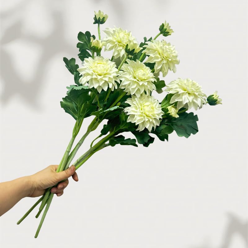 3 Pieces Pink Artificial Dahlias,21"Silk Flowers with Stems,Winter Flowers Artificial for Decoration,Long Stem Artificial Flowers for Tall Vase,Wedding Party Decor Spring Decorations for Home (Pink)