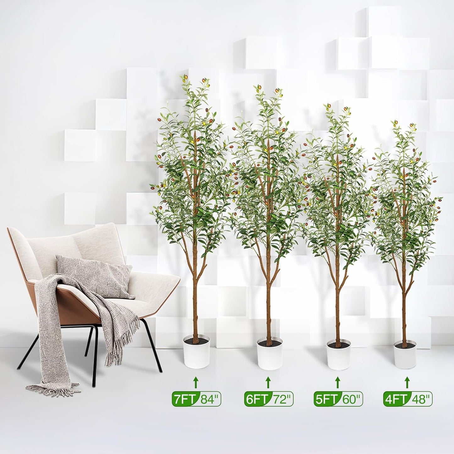 6FT Artificial Olive Tree - Indoor Tall Faux Olive Trees with Planter&Basket, Large Fake Olive Silk Tree Realistic Olive Plants with Branches and Fruits for Home Decor Office Living Room