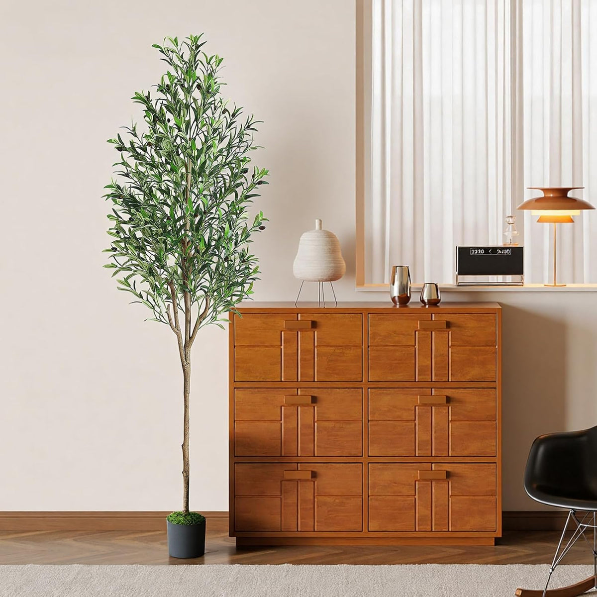 6ft Faux Olive Tree with Lifelike Fruits and Realistic Leaves